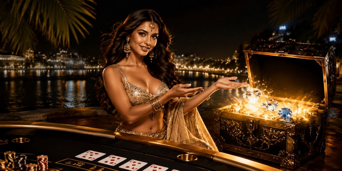 Baccarat game scene near Pune city with Bollywood theme
